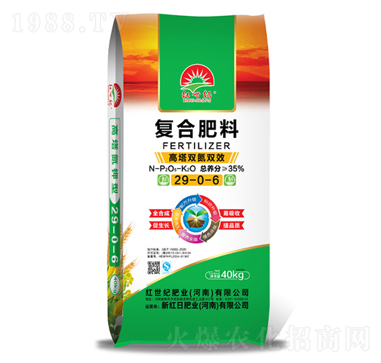 40kg高塔雙氮雙效復(fù)合肥料29-0-6-紅世紀